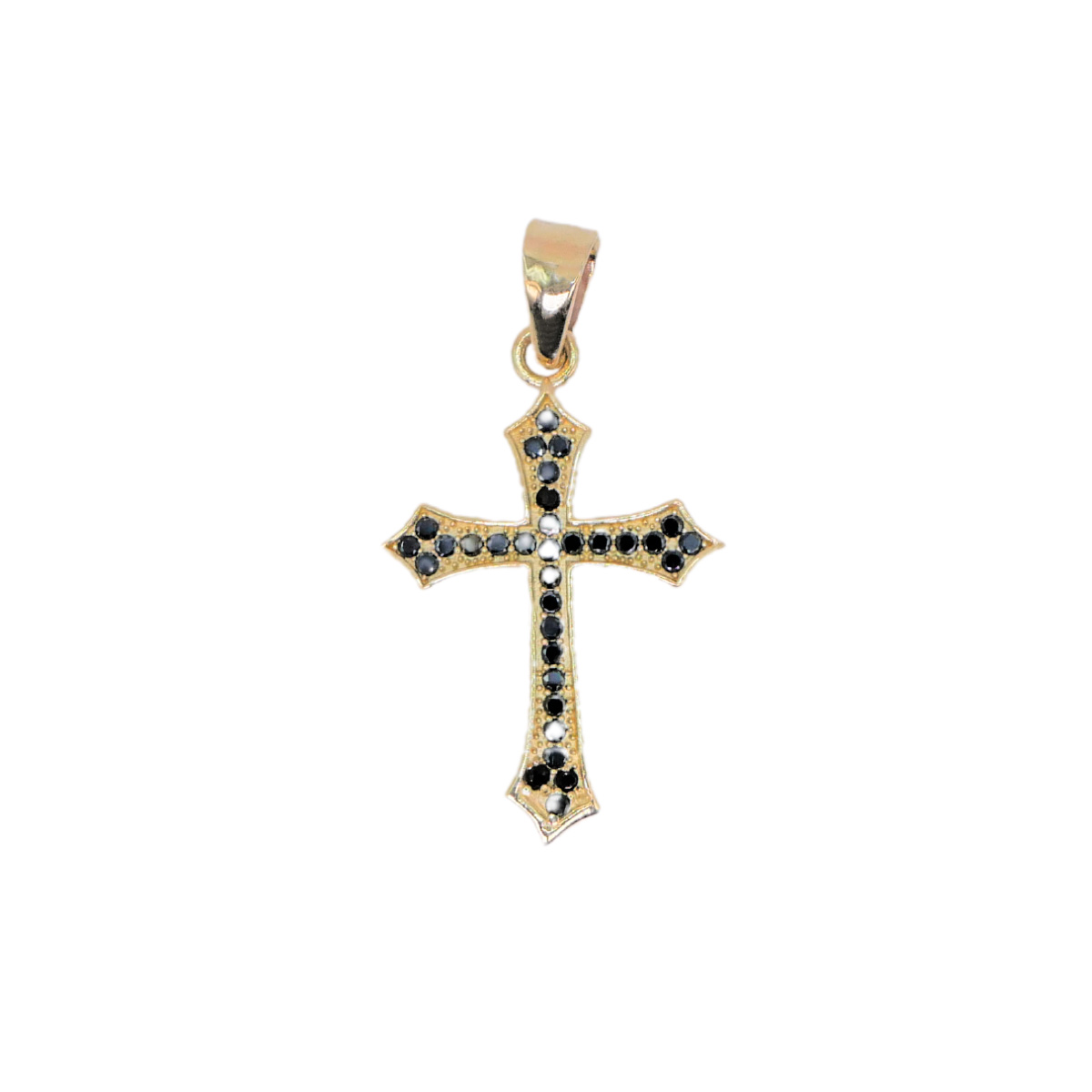 Dije cruz de oro 10k piedra zirconia negra