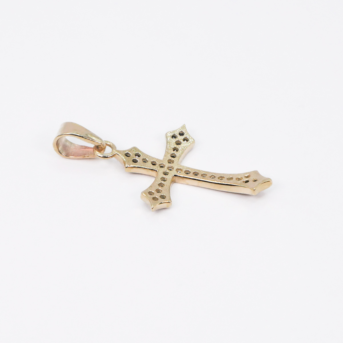 Dije cruz de oro 10k piedra zirconia negra