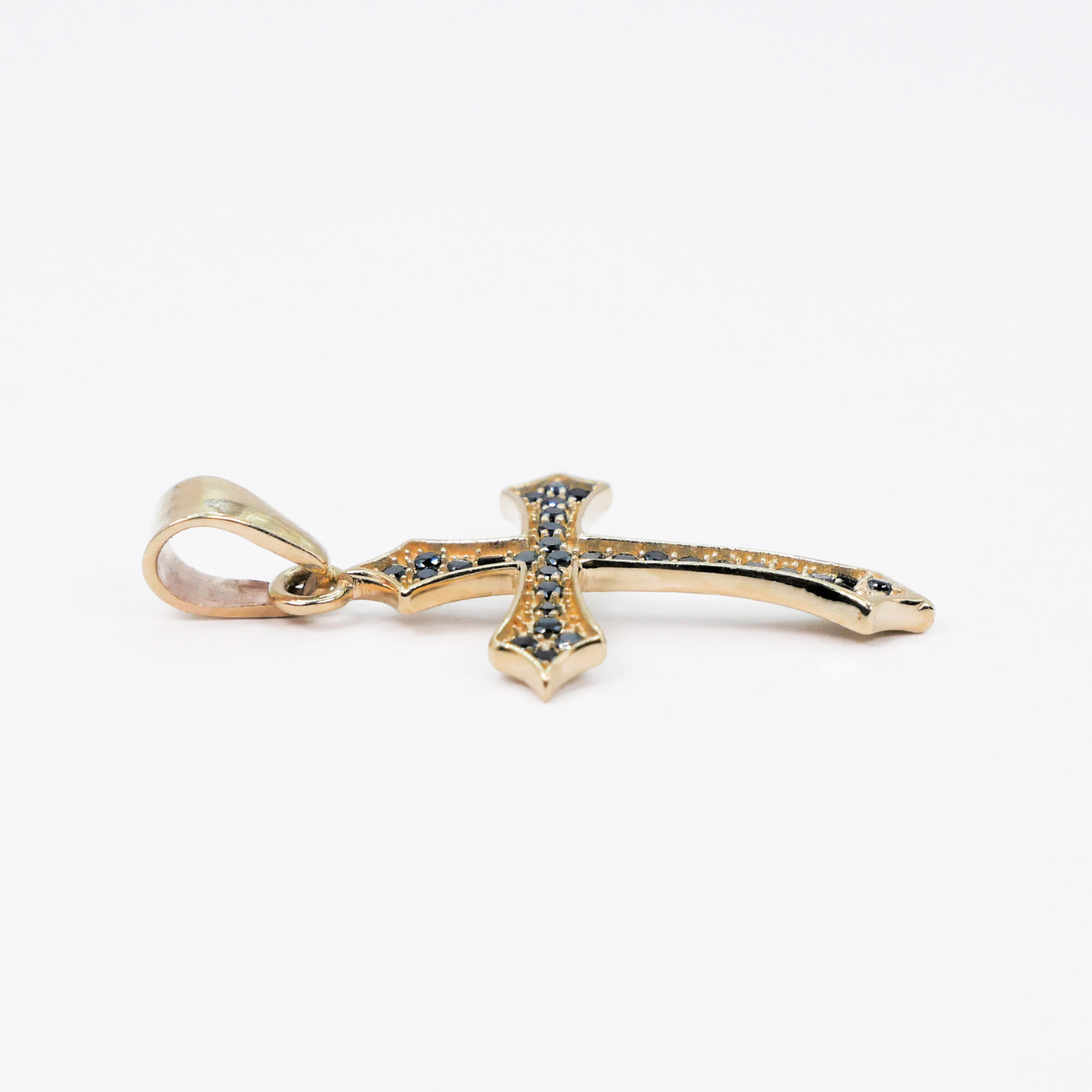 Dije cruz de oro 10k piedra zirconia negra