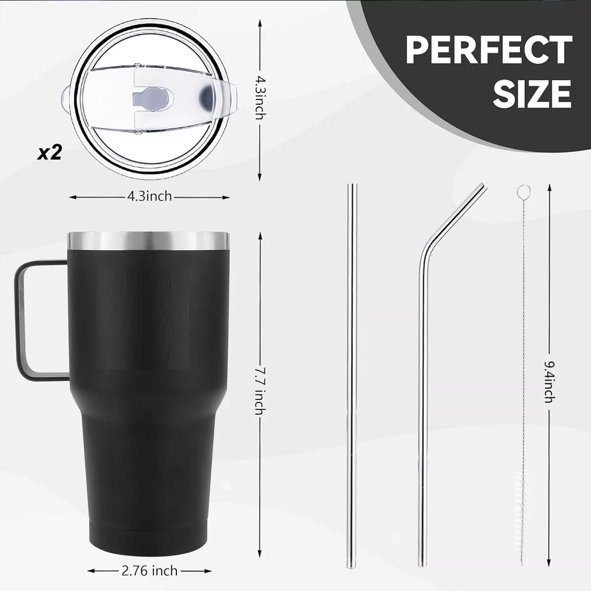 Vasos Térmico 30oz Termo Taza Acero Inoxidable Botellas Agua Negro