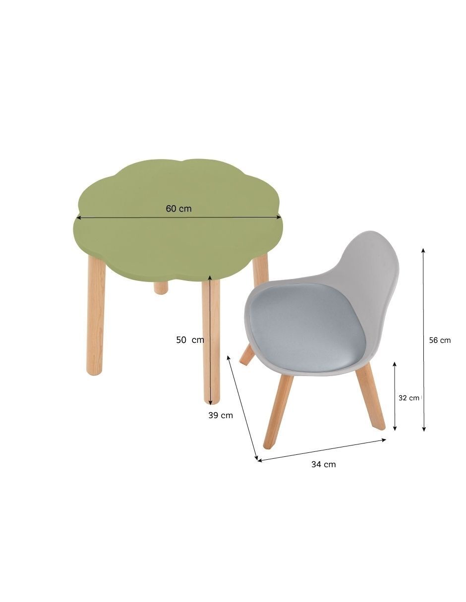Juego de 1 silla infantil y mesa en forma de nube - Niños y Niñas- Duduk 