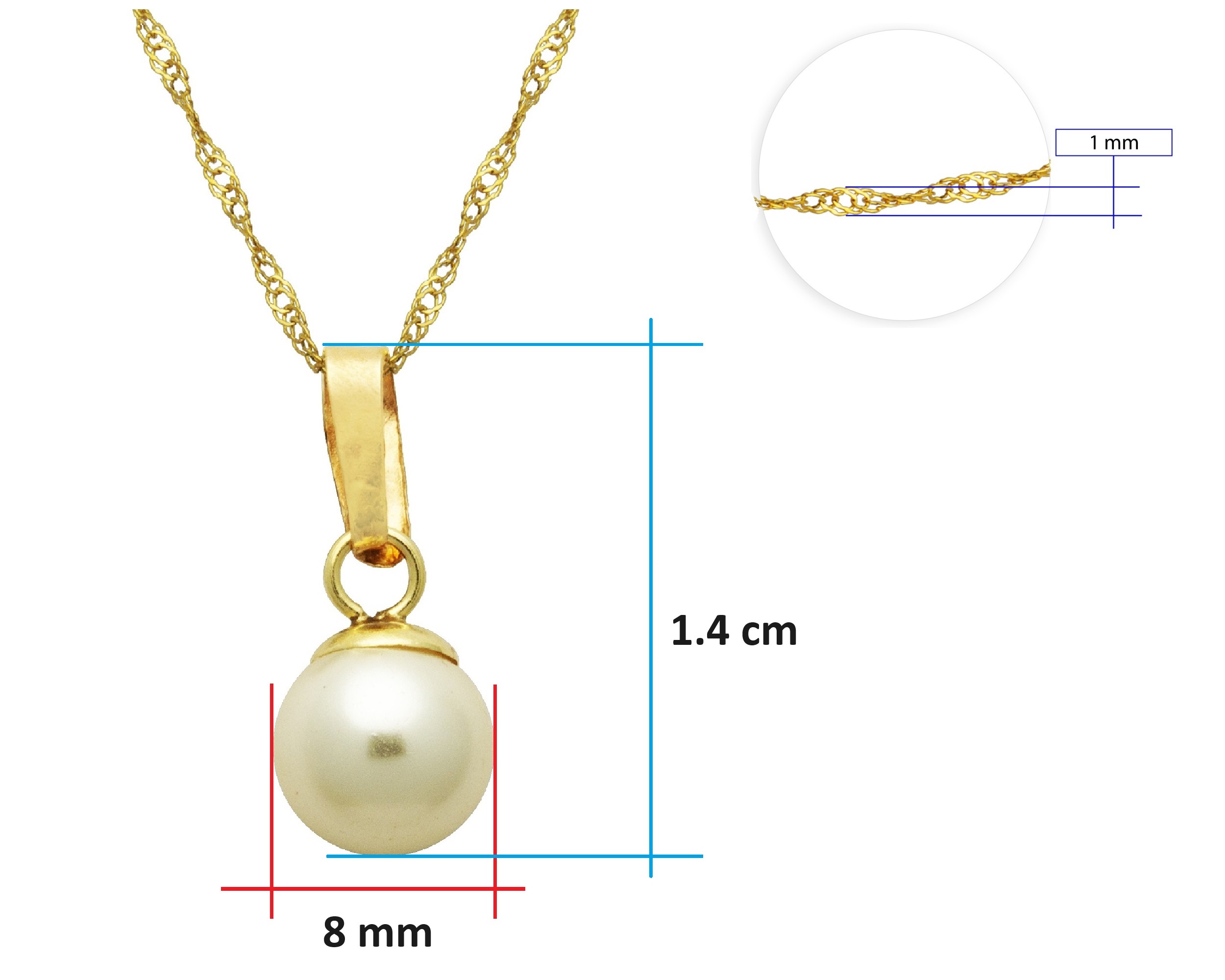 Collar Gargantilla Oro 10k Horoz Perla 45cm S1748