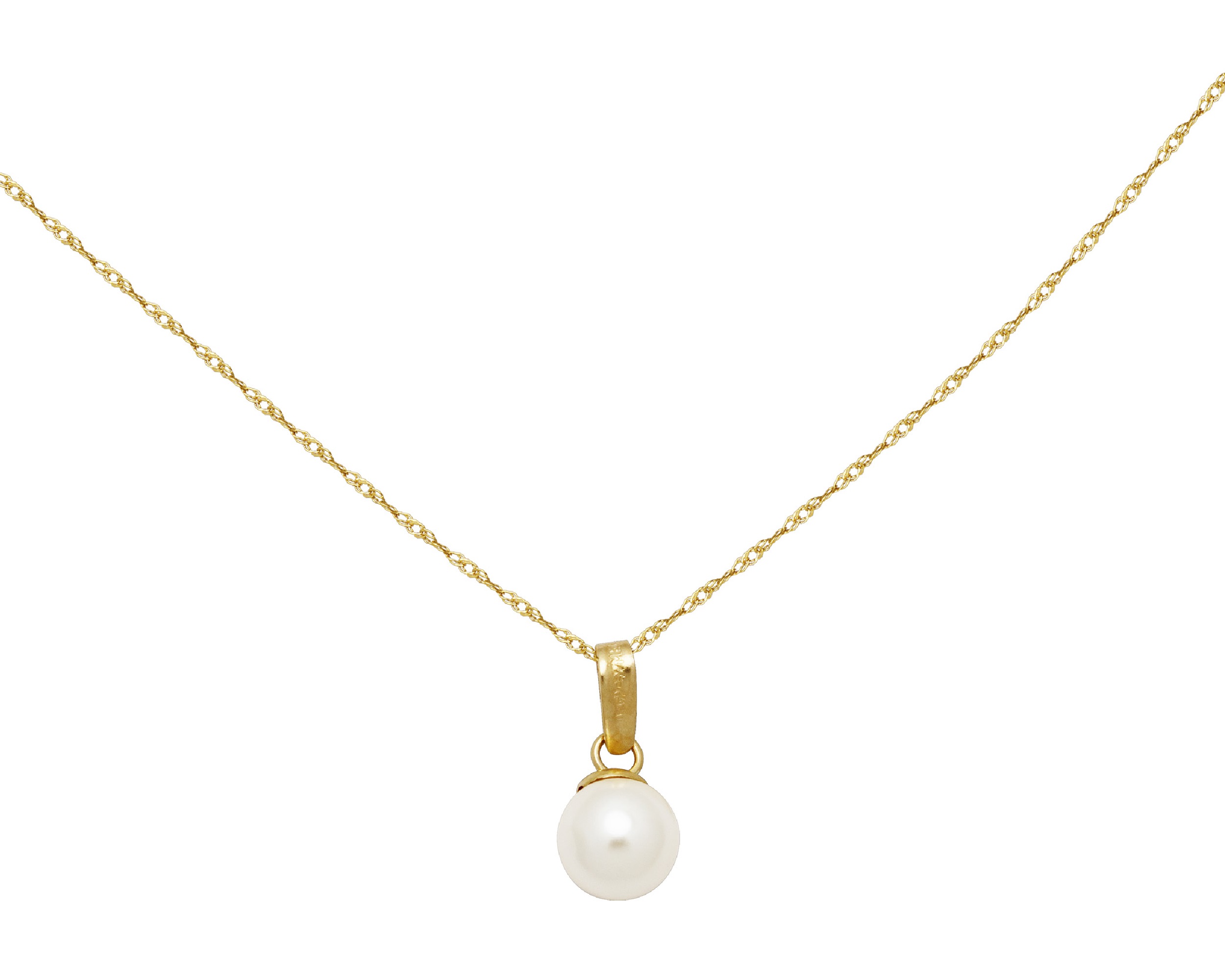 Collar Gargantilla Oro 10k Horoz Perla 45cm S1748