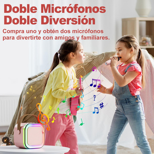 Bocina Karaoke Infantil 2 Micrófonos Inalámbricos Para Niños