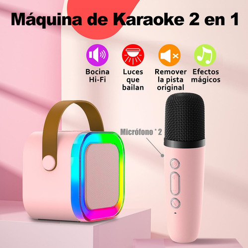 Bocina Karaoke Infantil 2 Micrófonos Inalámbricos Para Niños