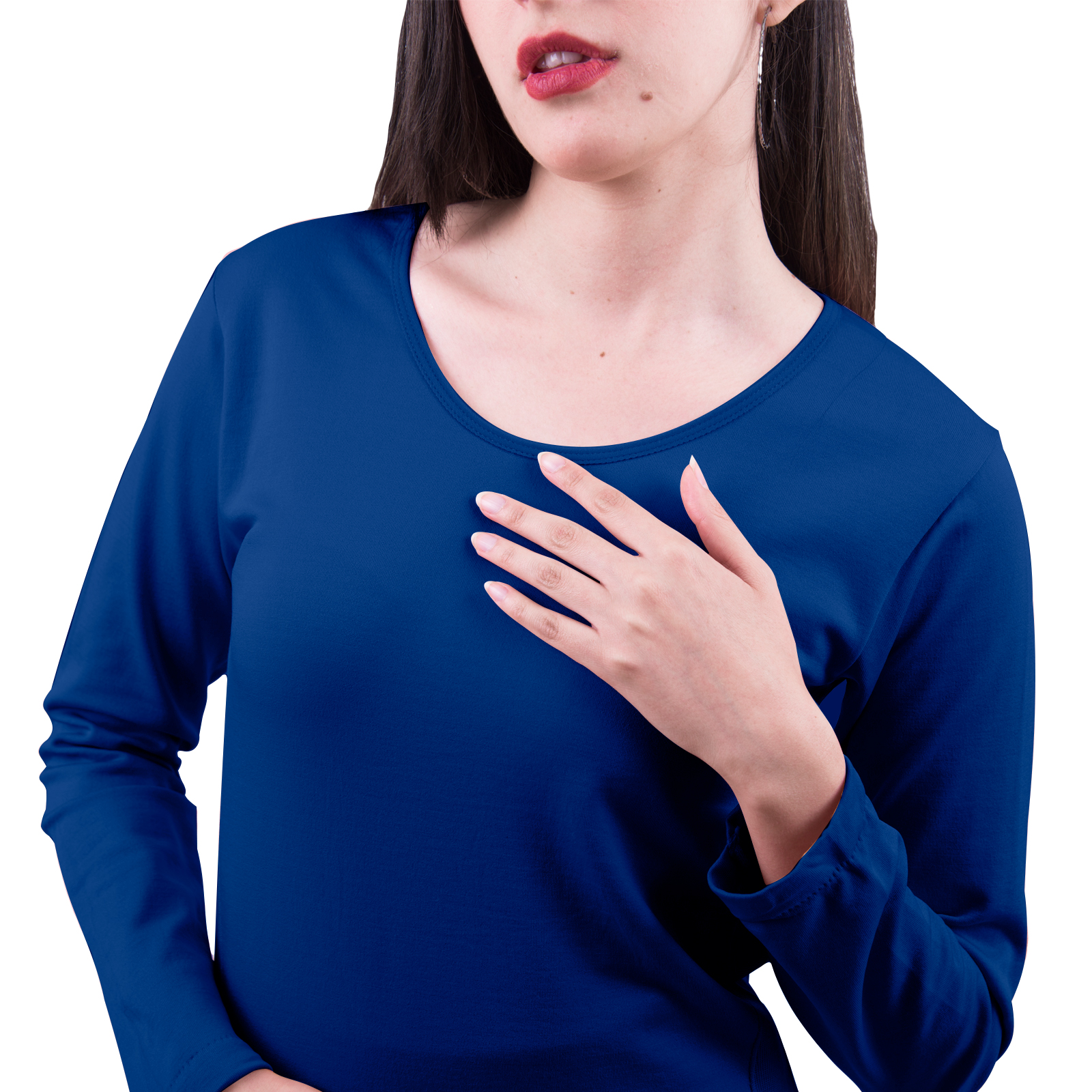 Blusa Termica Mujer, Azul Marino, Manga Larga, Cuello Redondo, Unitalla, Playera, Casual, Basica, Camiseta, Uso Diario
