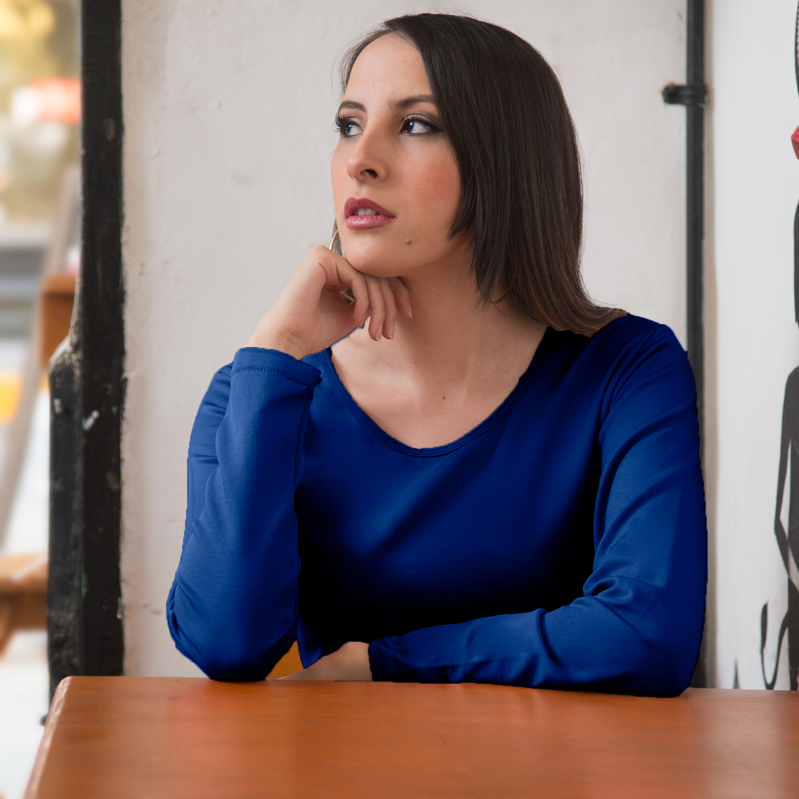 Blusa Termica Mujer, Azul Marino, Manga Larga, Cuello Redondo, Unitalla, Playera, Casual, Basica, Camiseta, Uso Diario