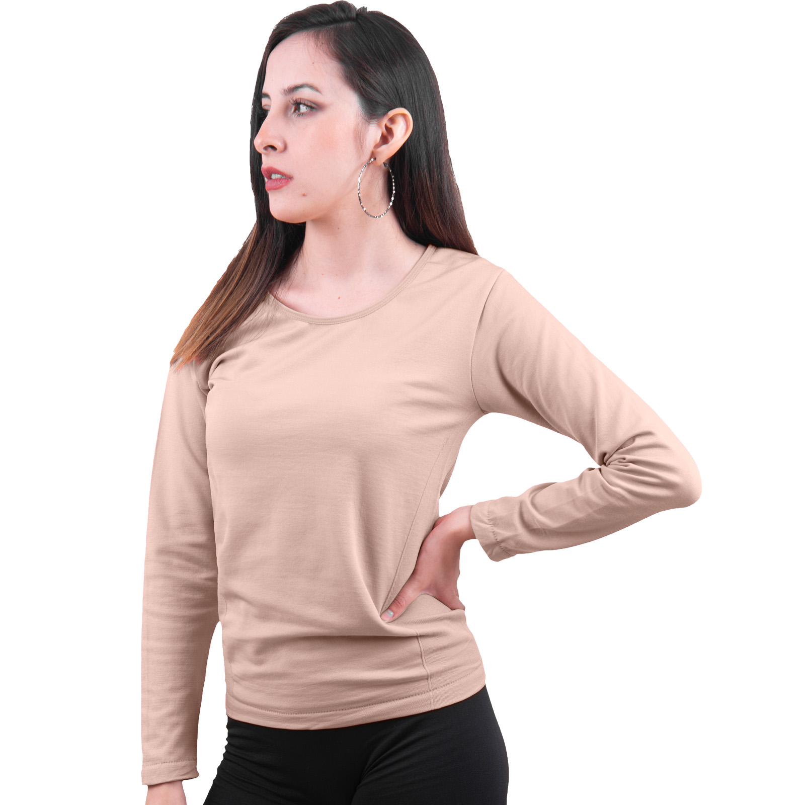 Blusa Termica Mujer, Manga Larga, Cuello Redondo, Unitalla, Playera, Casual, Basica, Camiseta, Uso Diario