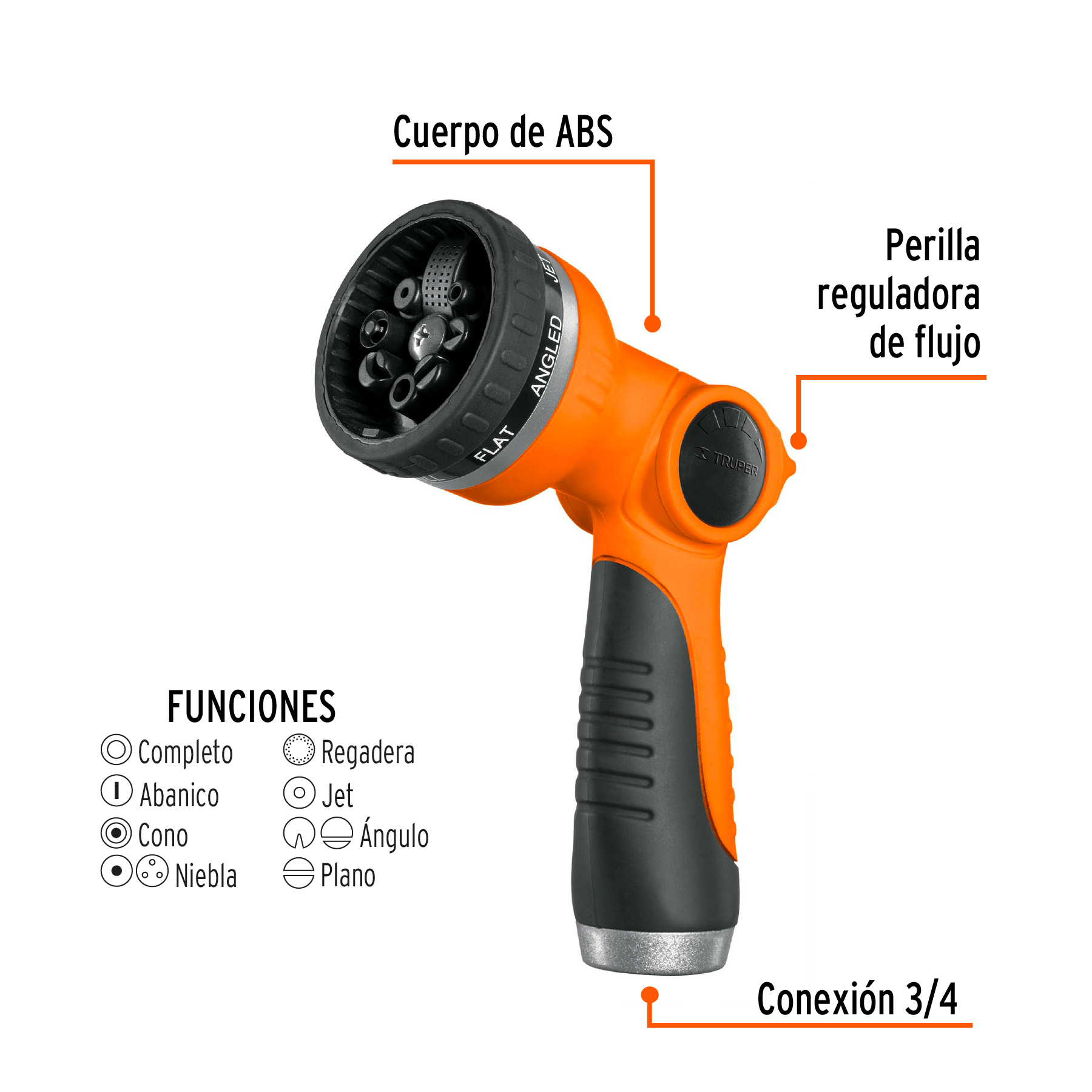 PISTOLA PARA RIEGO PLASTICA 7 FUNCIONES