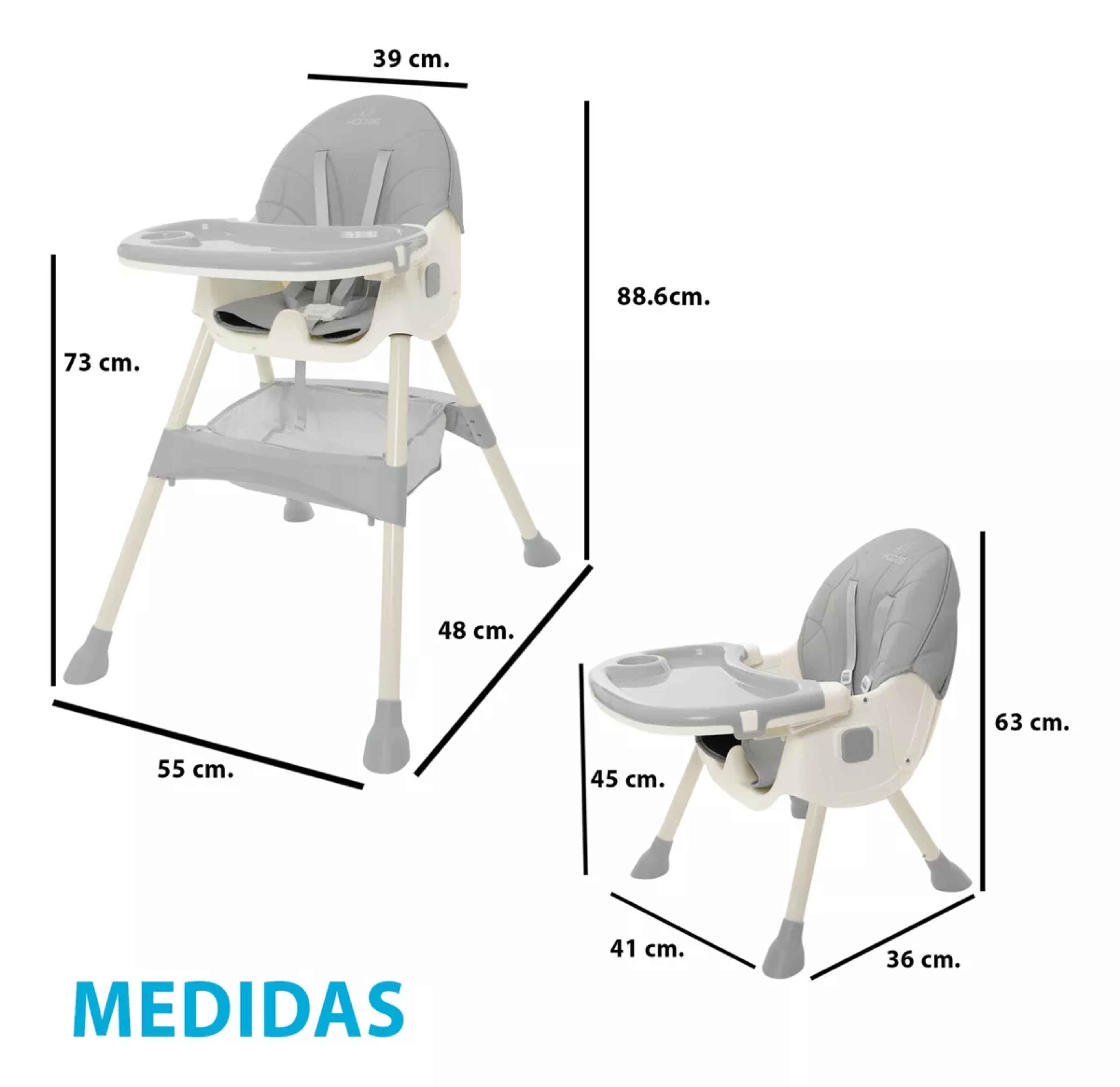 Silla Alta Periquera Bebe Mecedora 5 En 1 Ajustable Plegable