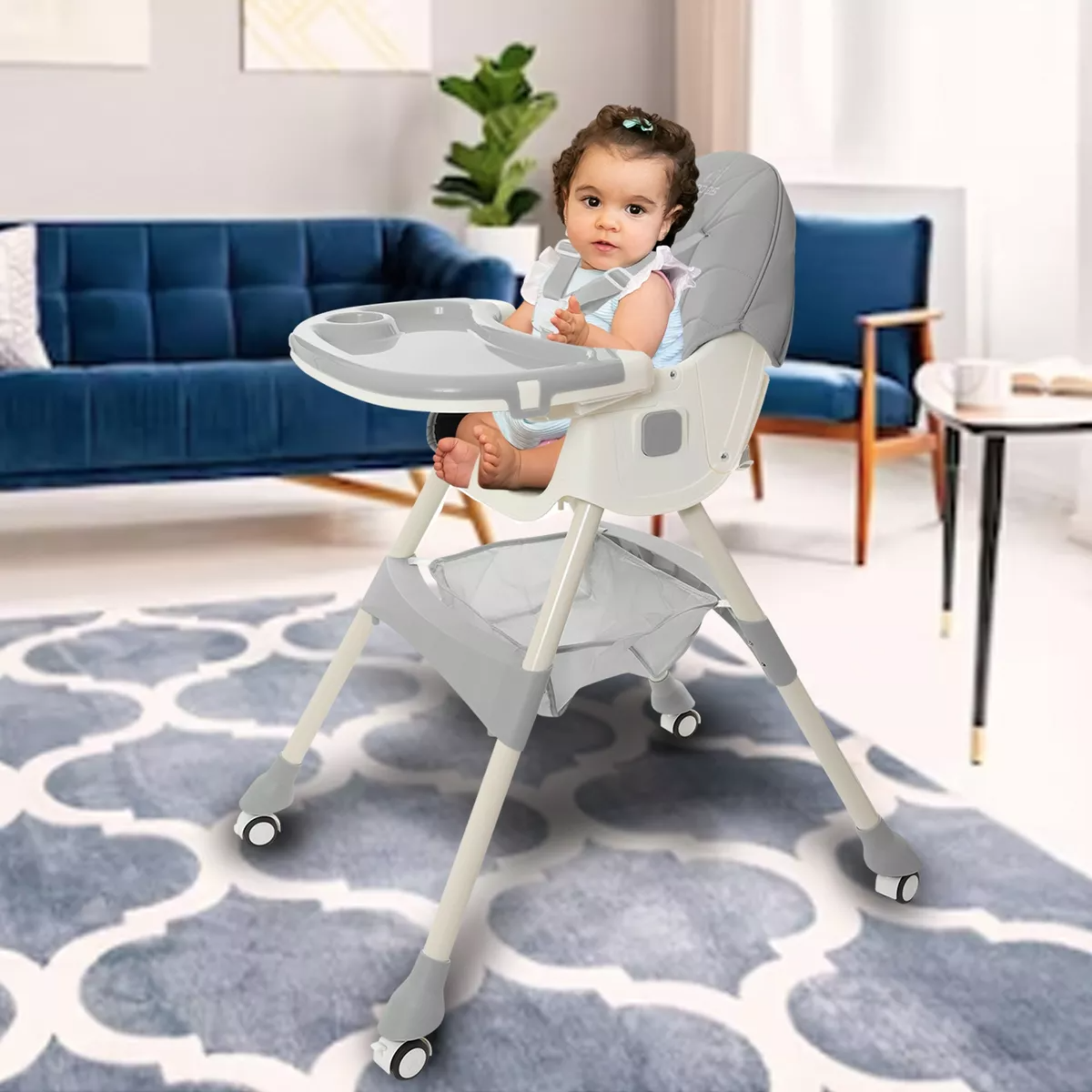 Silla Alta Periquera Bebe Mecedora 5 En 1 Ajustable Plegable
