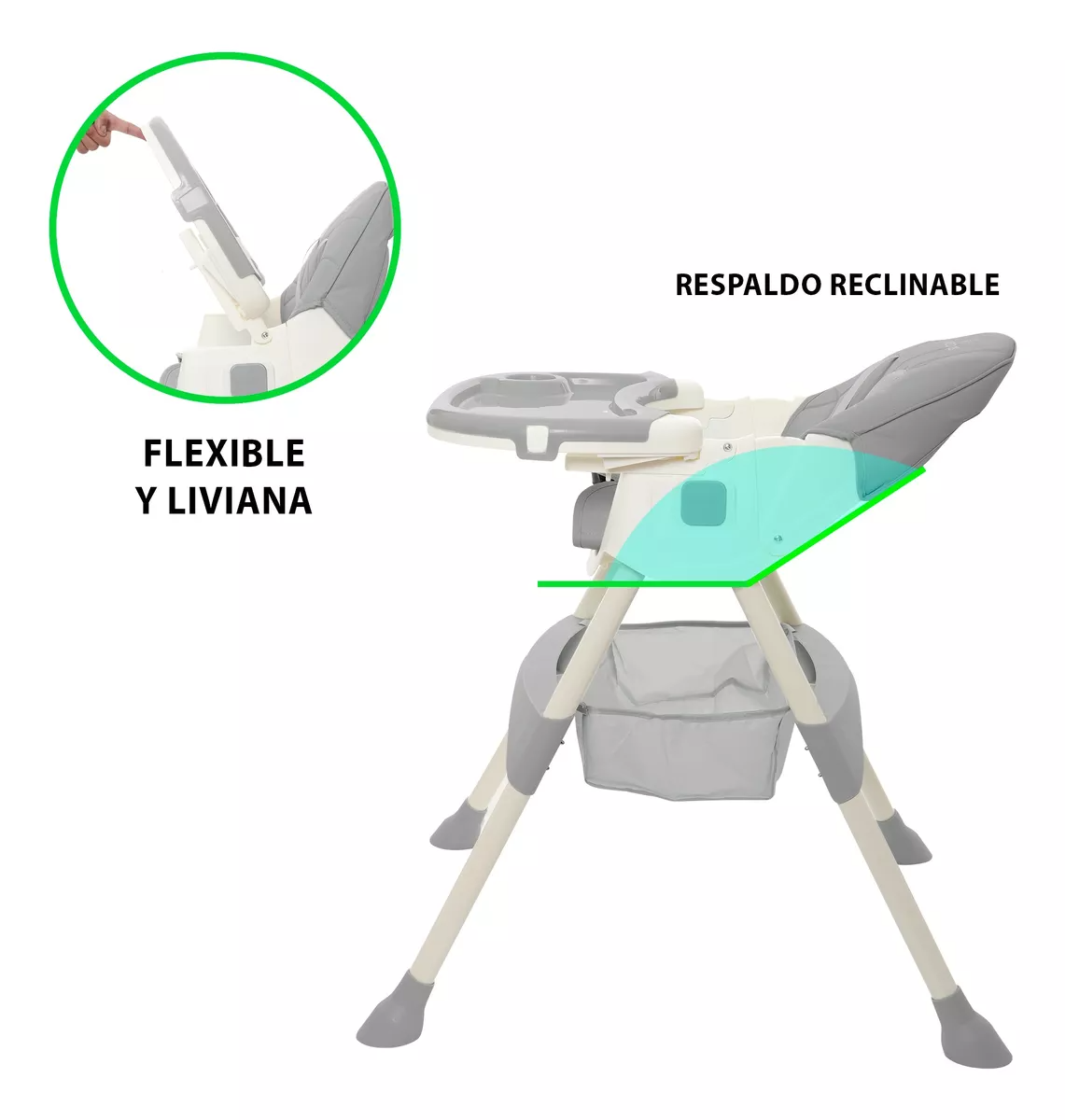 Silla Alta Periquera Bebe Mecedora 5 En 1 Ajustable Plegable