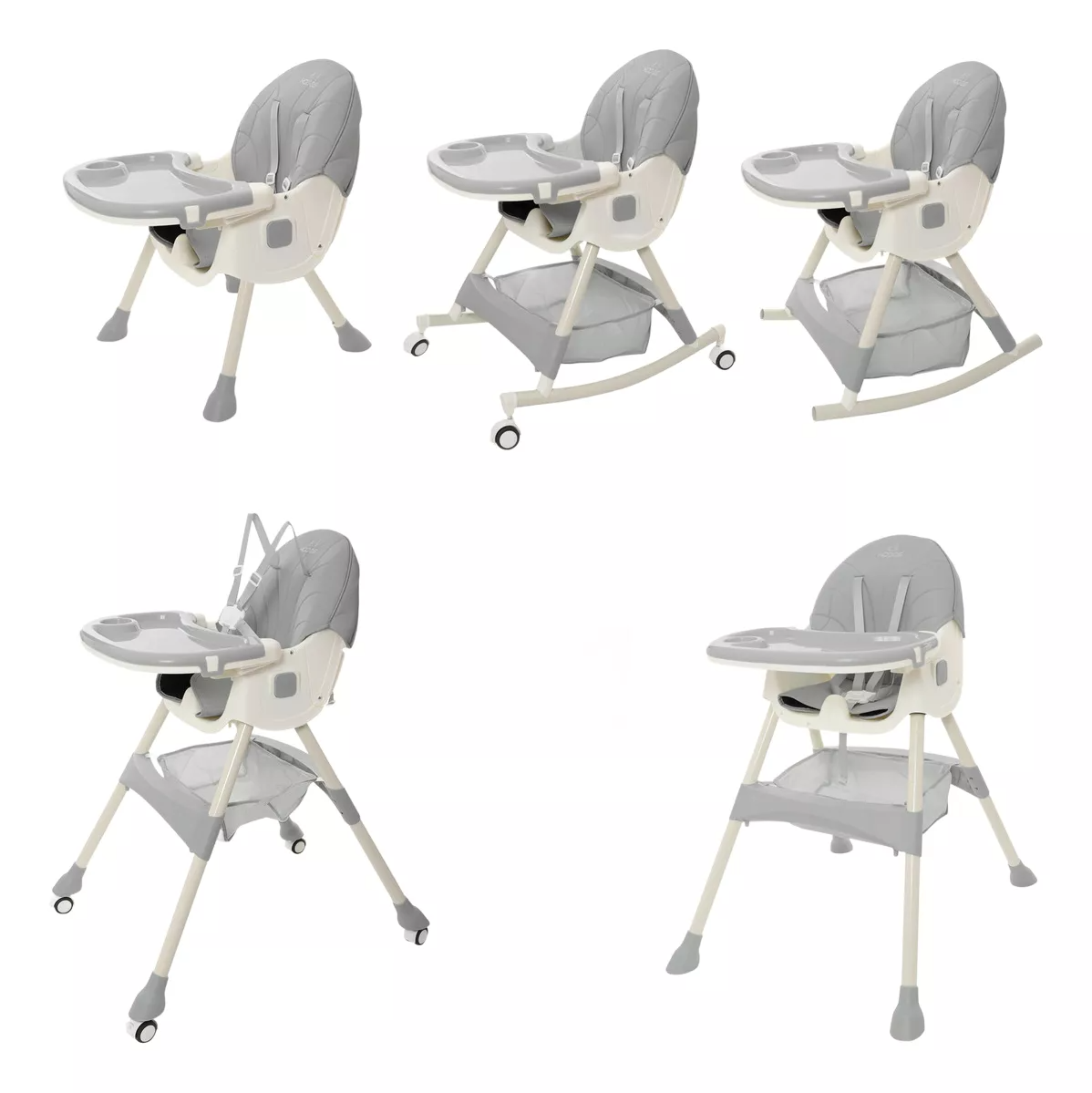 Silla Alta Periquera Bebe Mecedora 5 En 1 Ajustable Plegable