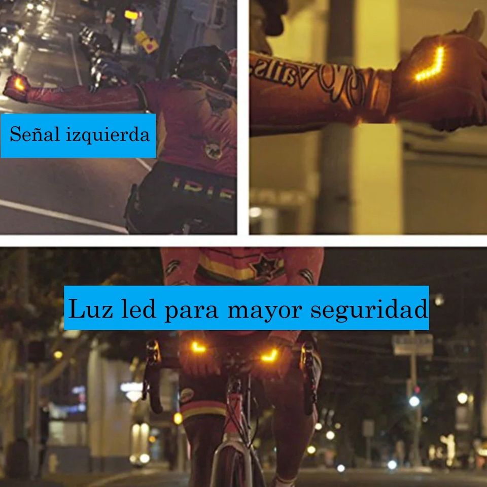 Guantes bicicleta moto deporte seguridad medio dedo Sensor cavitación luz LED automática protección