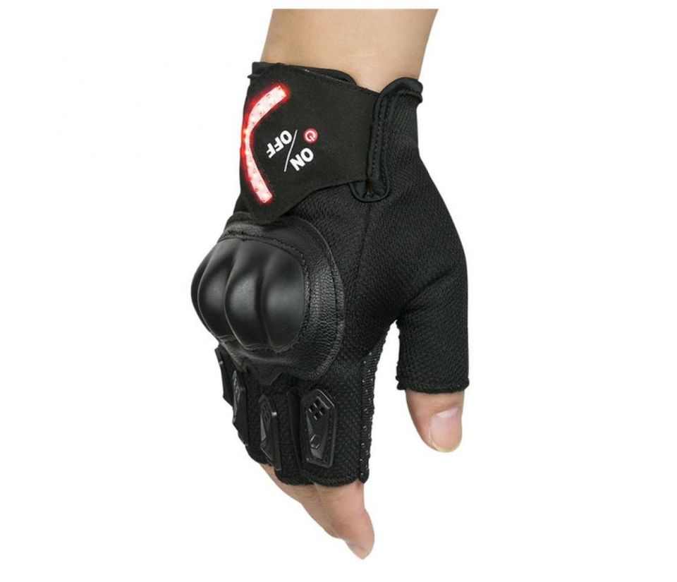 Guantes bicicleta moto deporte seguridad medio dedo Sensor cavitación luz LED automática protección