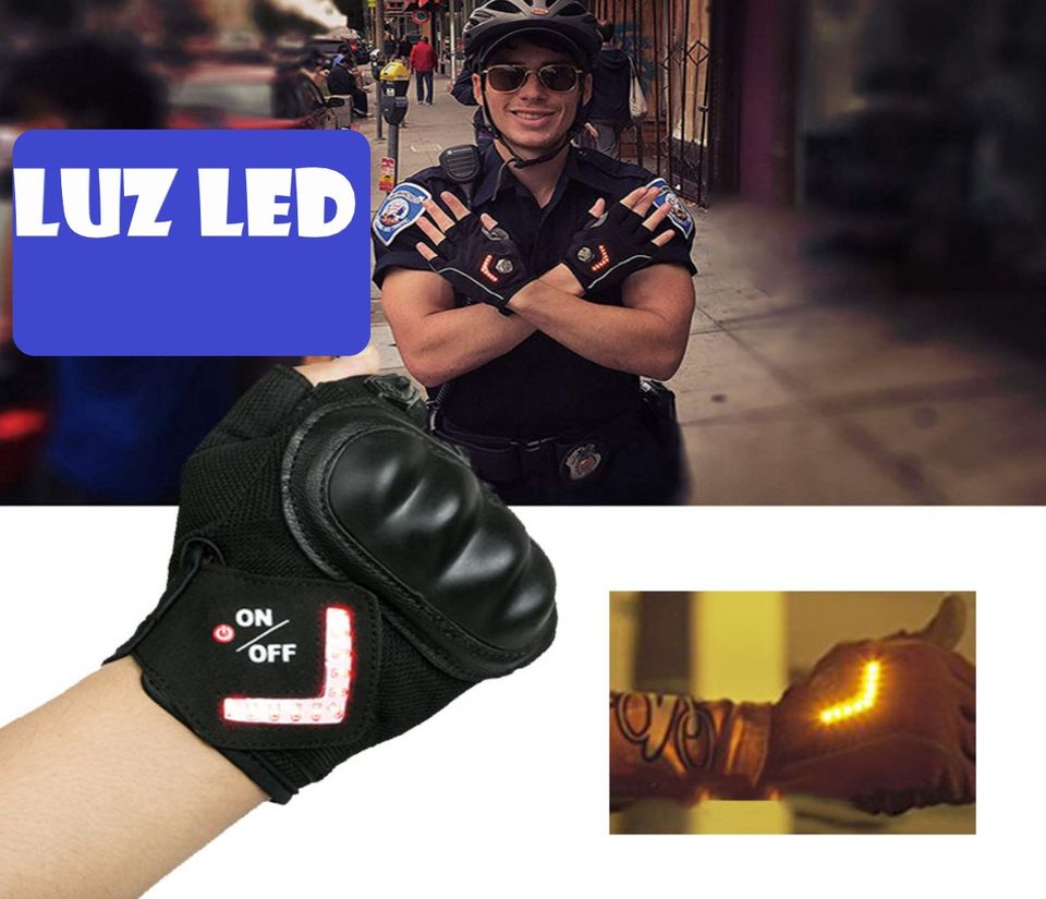 Guantes bicicleta moto deporte seguridad medio dedo Sensor cavitación luz LED automática protección