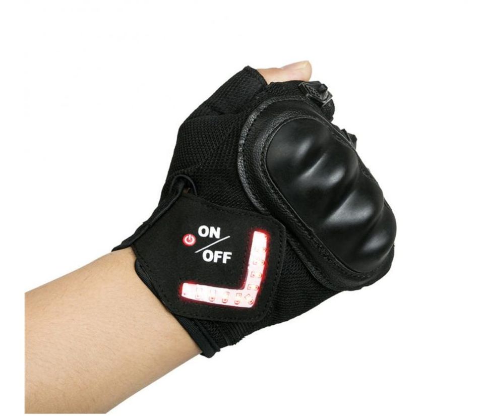 Guantes bicicleta moto deporte seguridad medio dedo Sensor cavitación luz LED automática protección