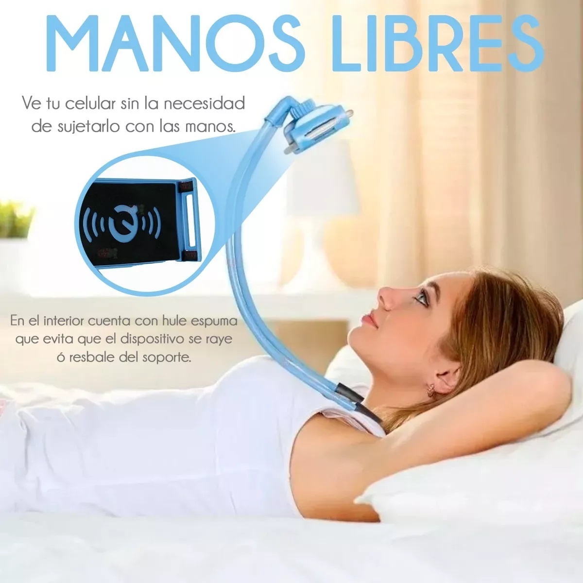  Soporte Celular Cuello Flexible Auto Color Azul