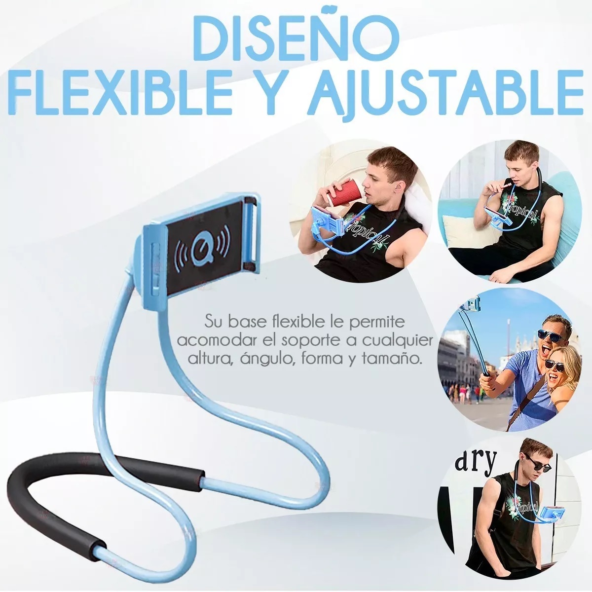  Soporte Celular Cuello Flexible Auto Color Azul
