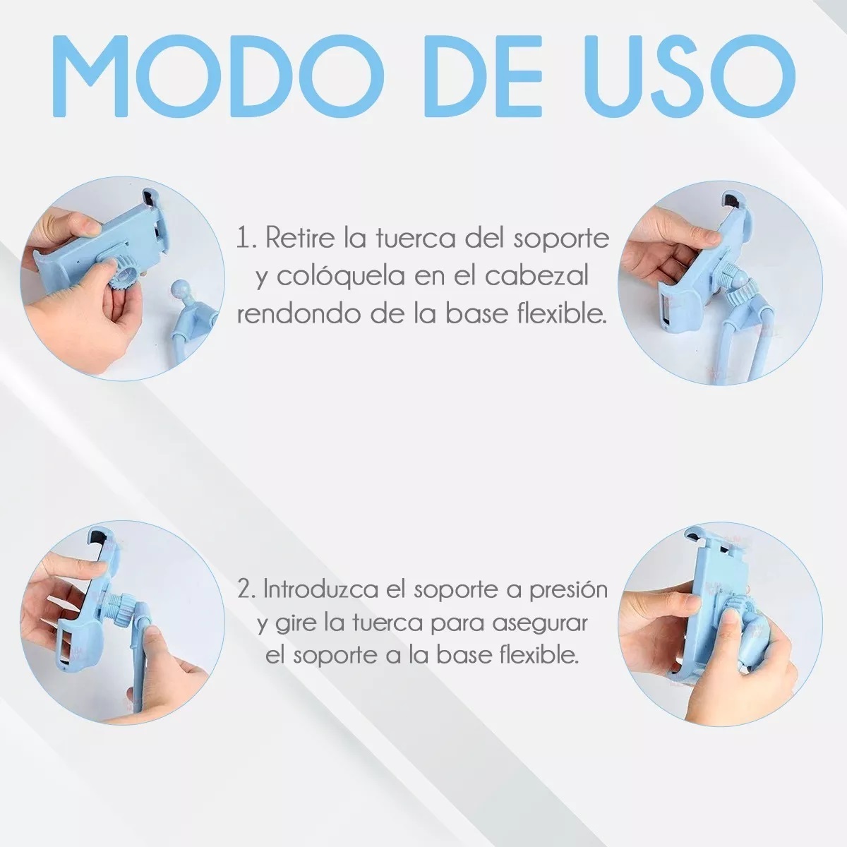  Soporte Celular Cuello Flexible Auto Color Azul