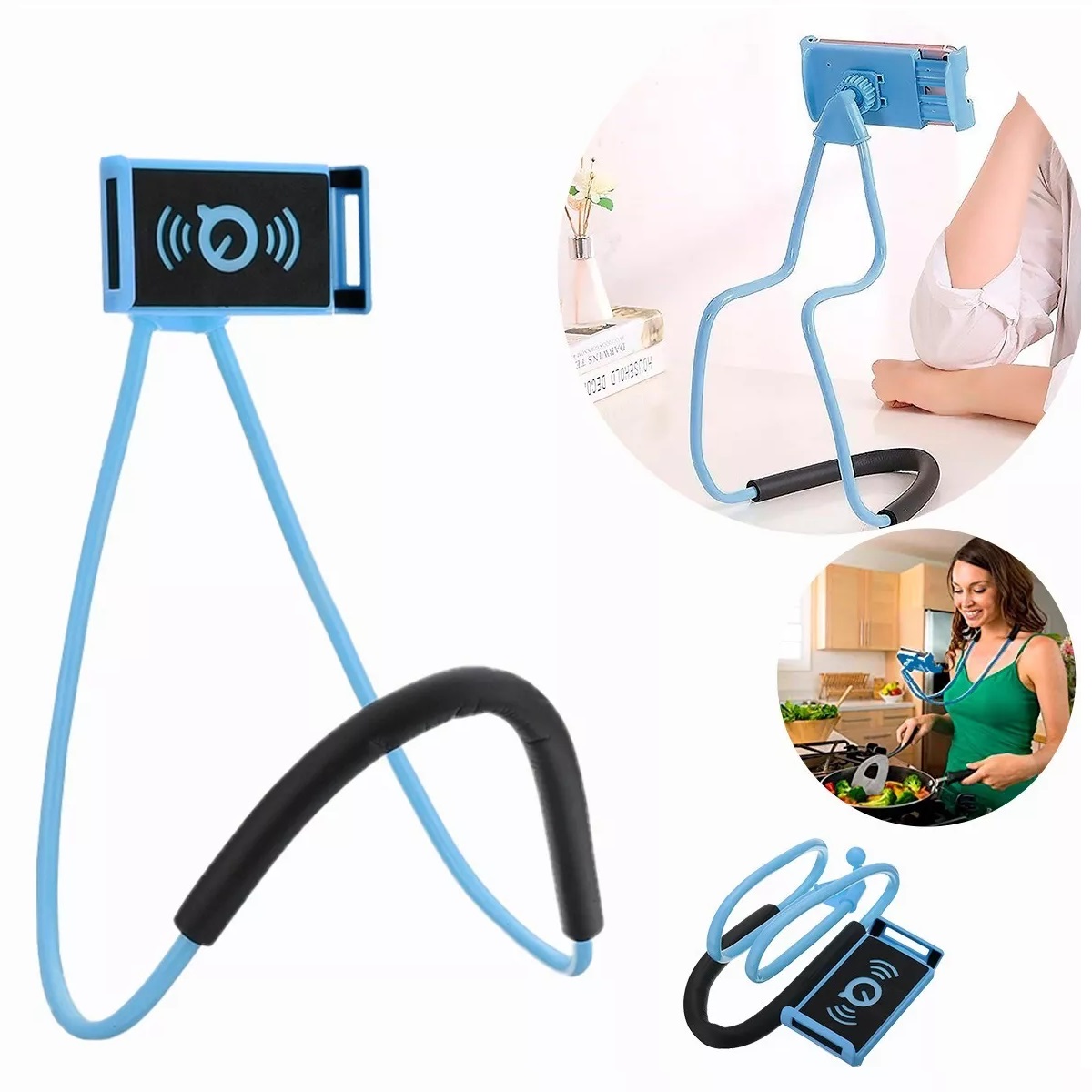  Soporte Celular Cuello Flexible Auto Color Azul