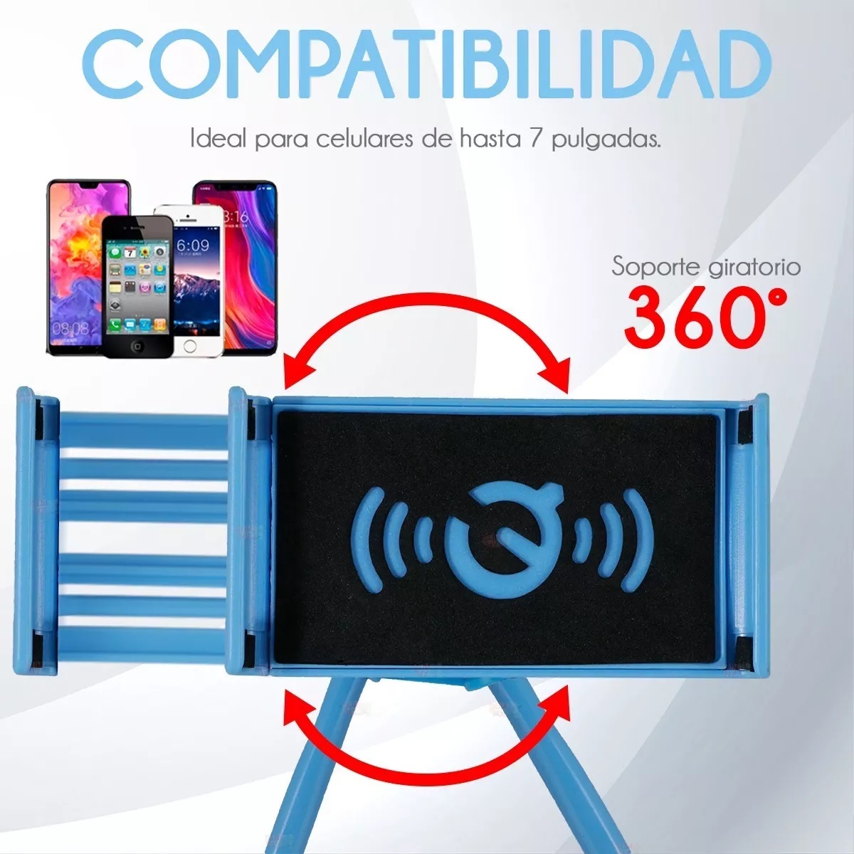  Soporte Celular Cuello Flexible Auto Color Azul