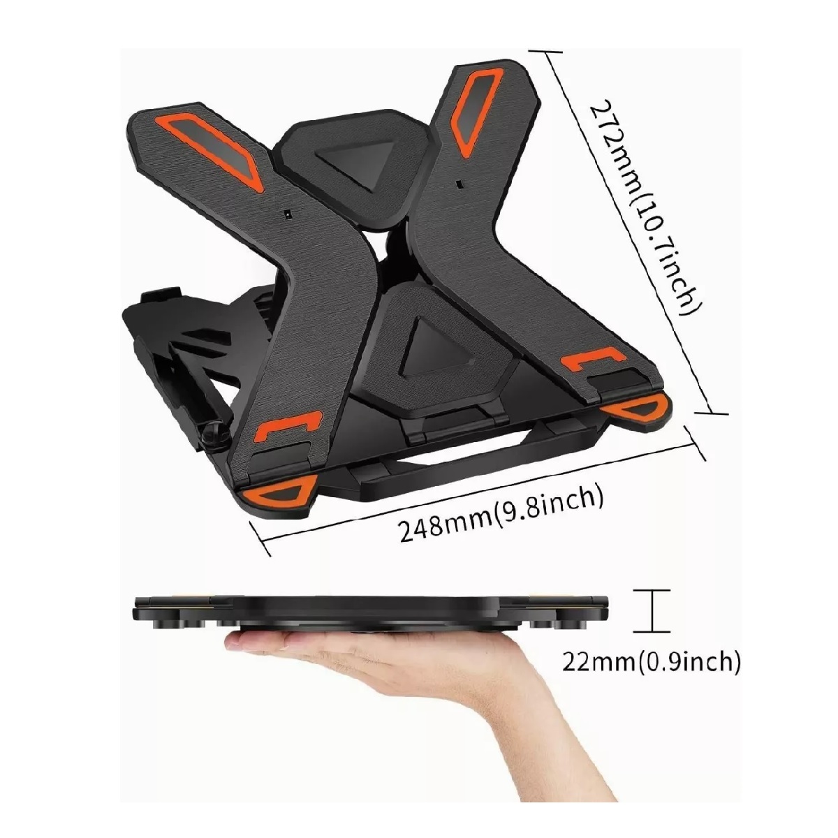 Base Ajustable Para Portátil + Soporte Para Teléfono Móvil Color Negro