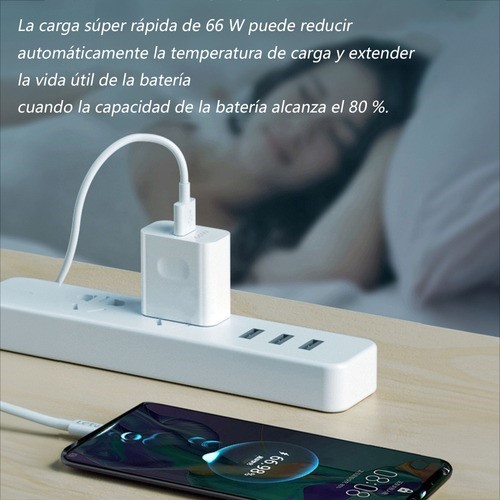 66w Cargador Con Cable Tipo C Para Huawei Honor Carga Rápid Blanco