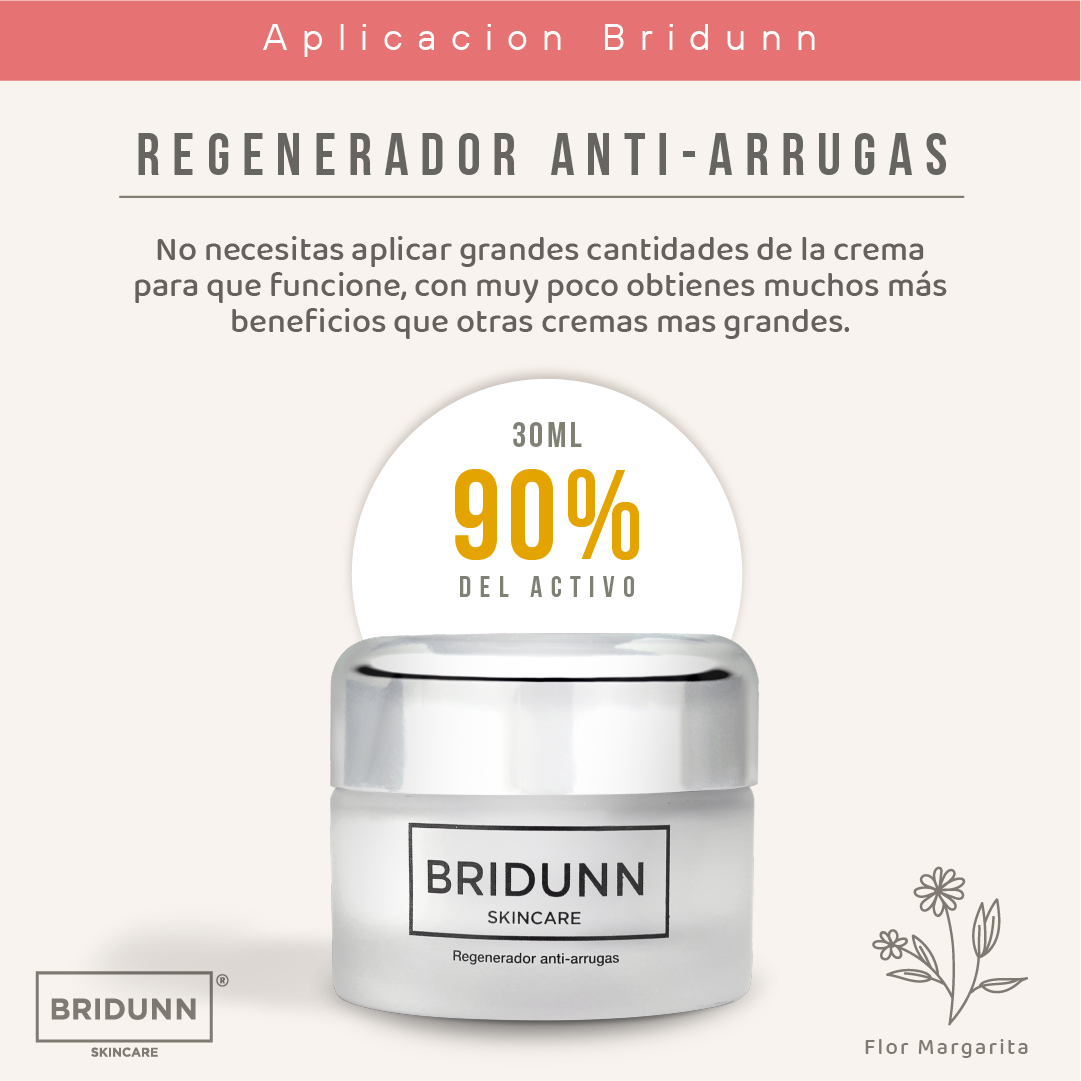 Crema Facial Regeneradora Antiarrugas BRIDUNN SKINCARE Antienvejecimiento Antiedad, Efecto Tensor Tipo Botox, Ingredientes Naturales