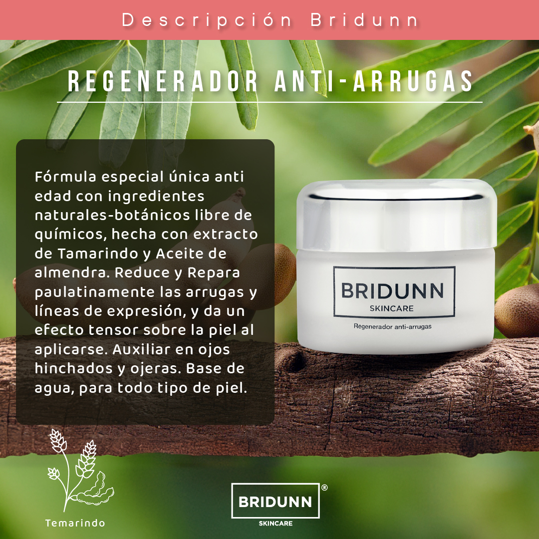 Crema Facial Regeneradora Antiarrugas BRIDUNN SKINCARE Antienvejecimiento Antiedad, Efecto Tensor Tipo Botox, Ingredientes Naturales