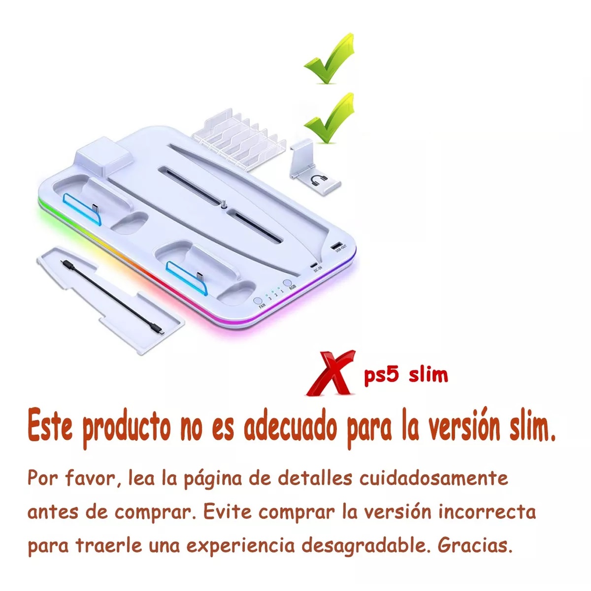 Base De Cargador Enfriador Accesorios Para Ps5, Entrada C
