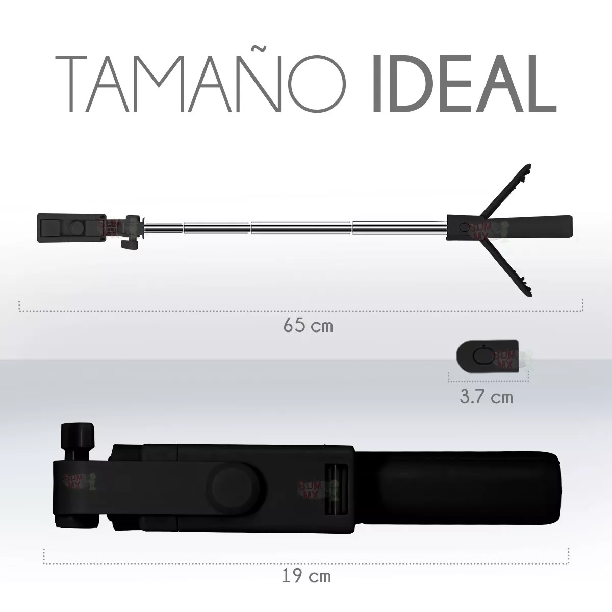 Baston Palo Selfie Stick Bluetooth Tripie Con Control Remoto Color Negro