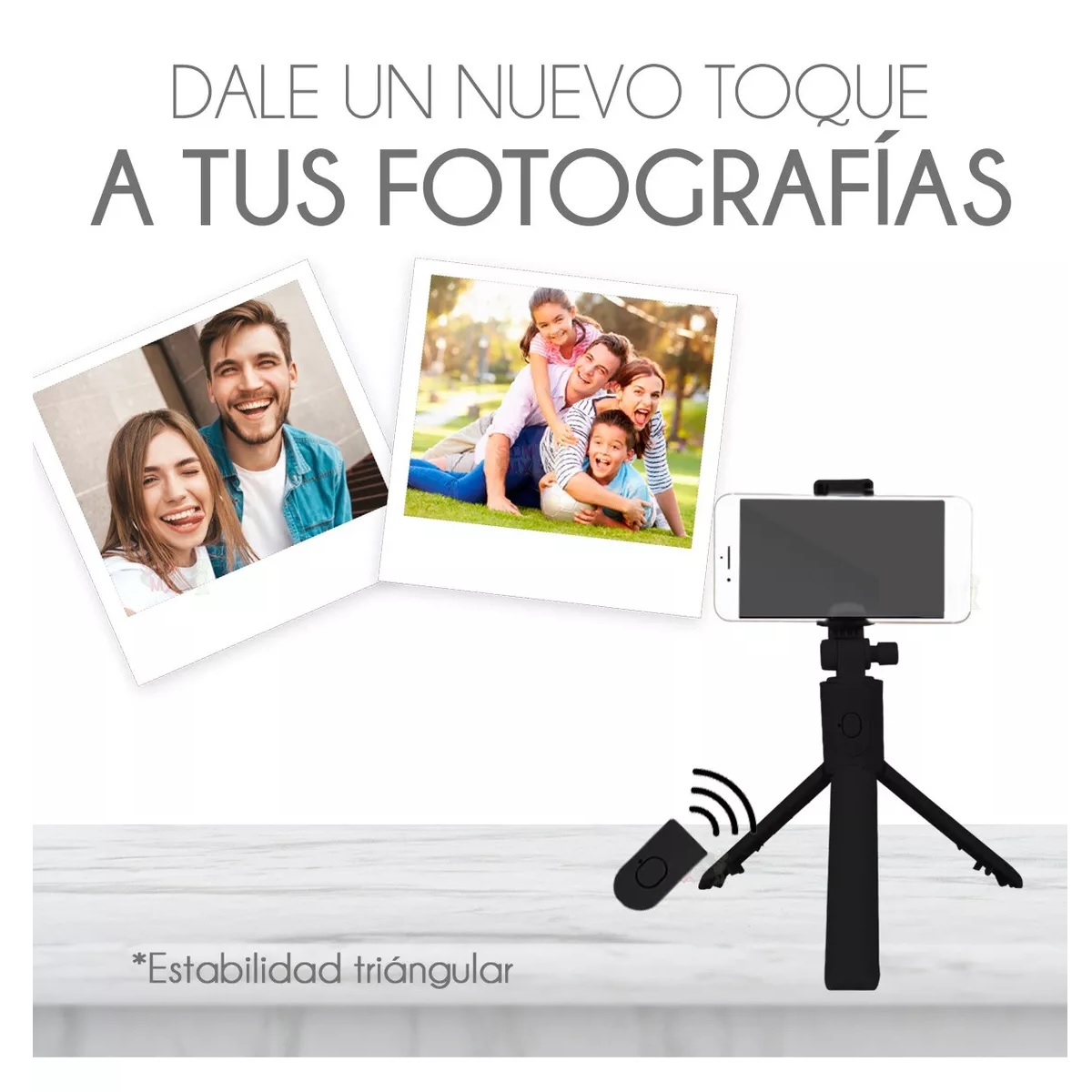 Baston Palo Selfie Stick Bluetooth Tripie Con Control Remoto Color Negro