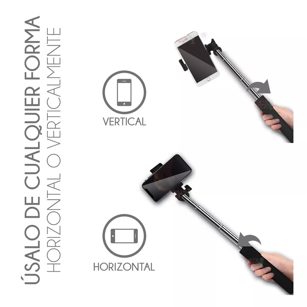 Baston Palo Selfie Stick Bluetooth Tripie Con Control Remoto Color Negro