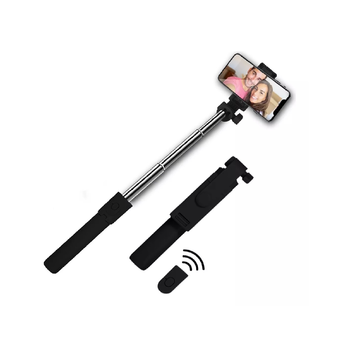 Baston Palo Selfie Stick Bluetooth Tripie Con Control Remoto Color Negro