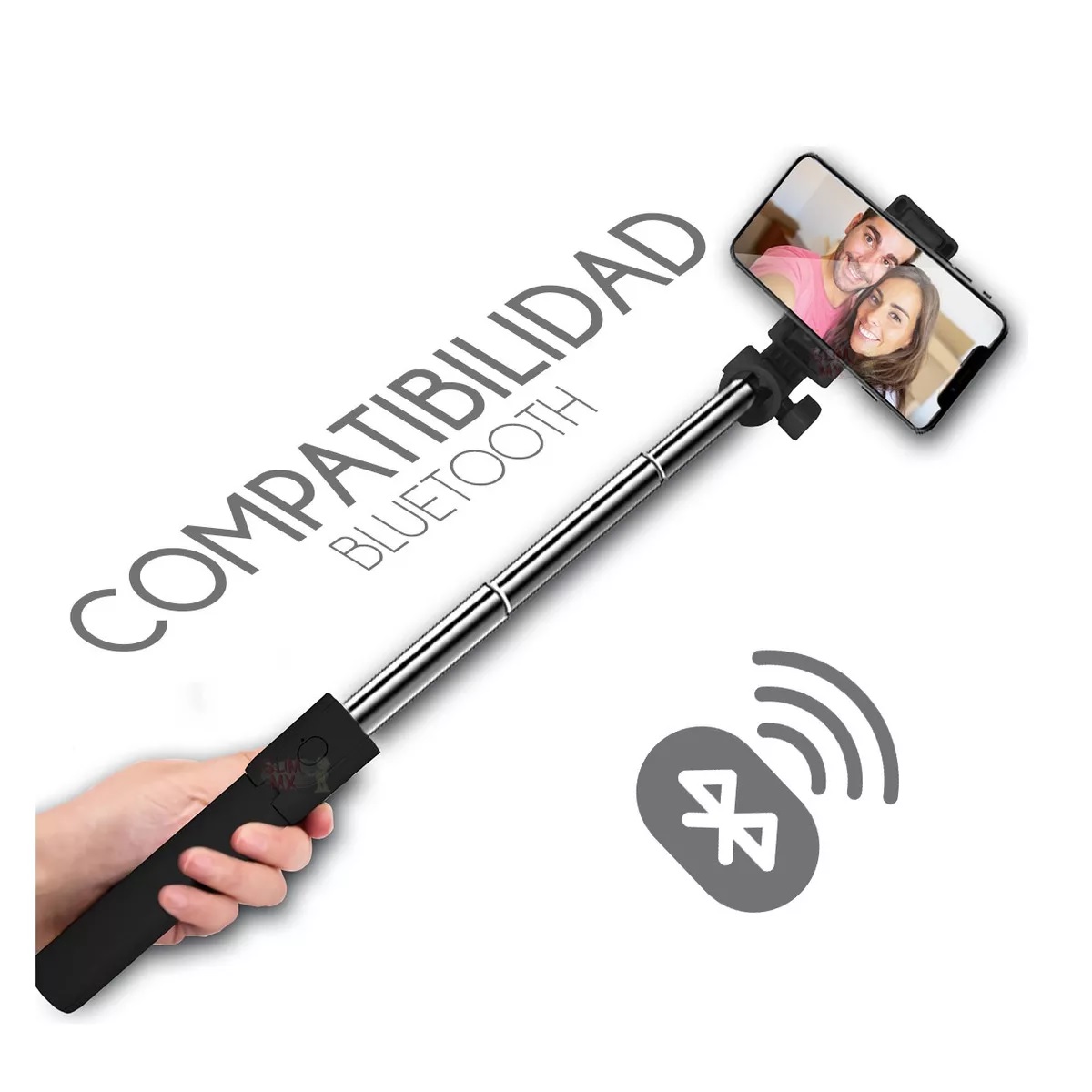 Baston Palo Selfie Stick Bluetooth Tripie Con Control Remoto Color Negro
