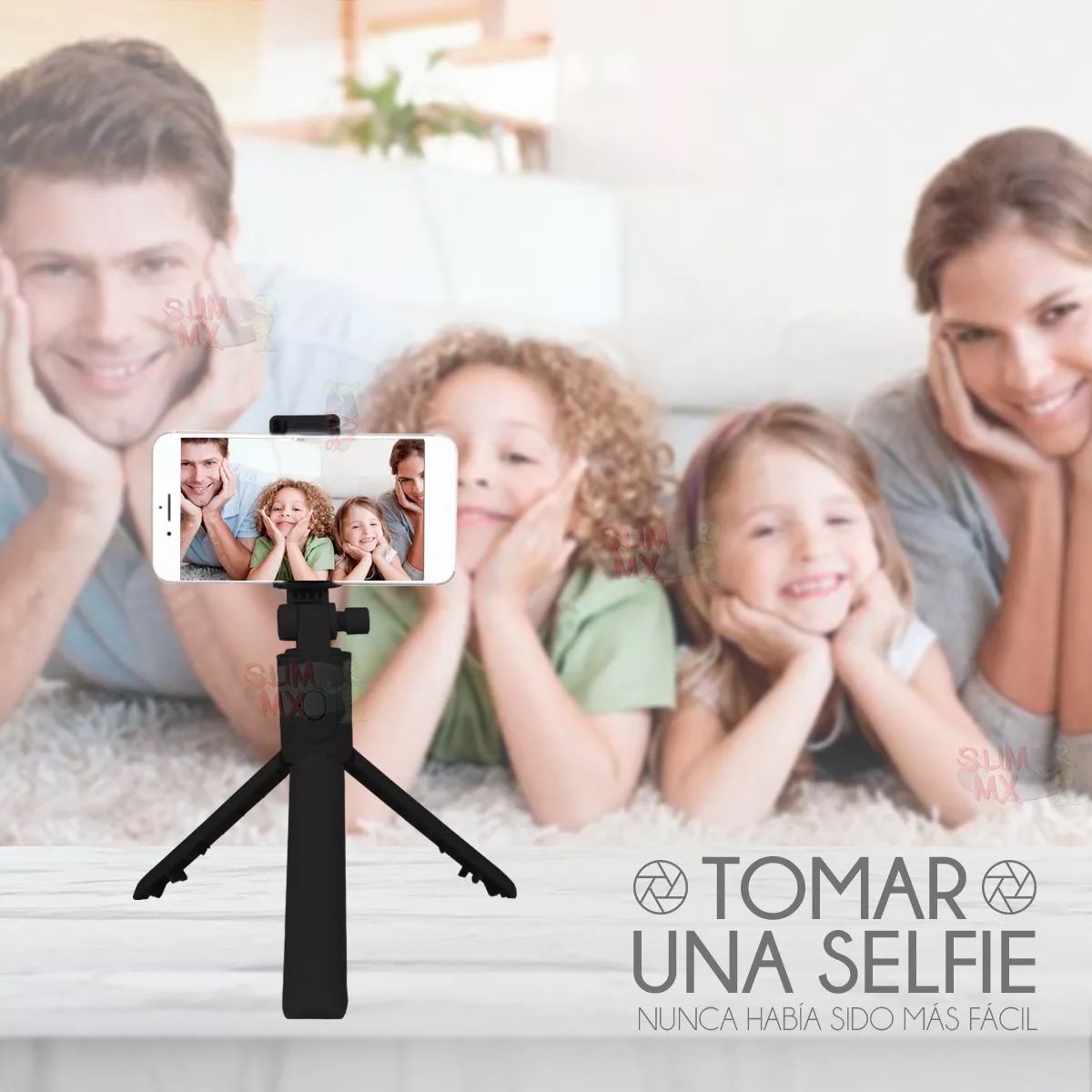 Baston Palo Selfie Stick Bluetooth Tripie Con Control Remoto Color Negro