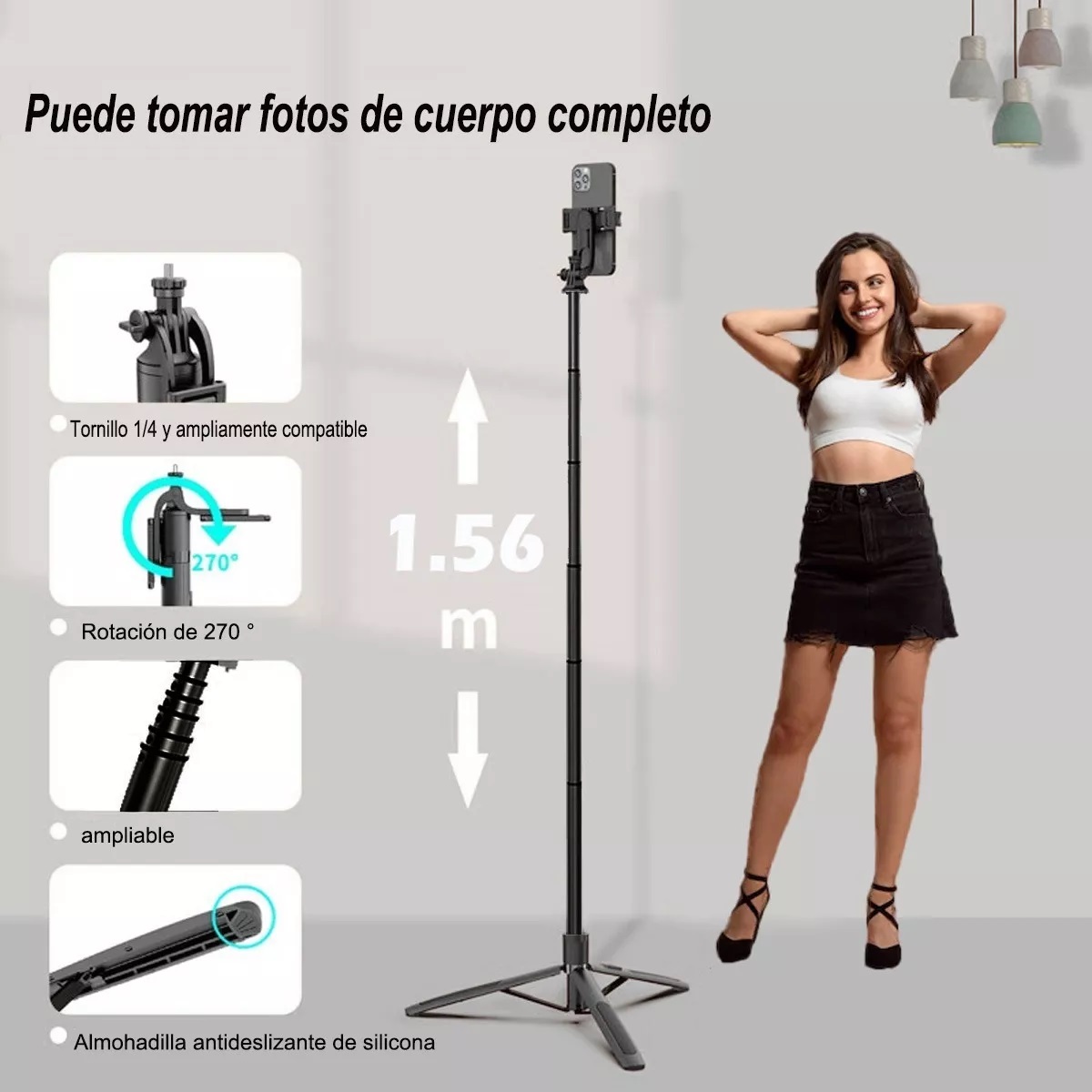 Tripie Palo Selfies Stick Bluetooth Control Remoto Led 130cm