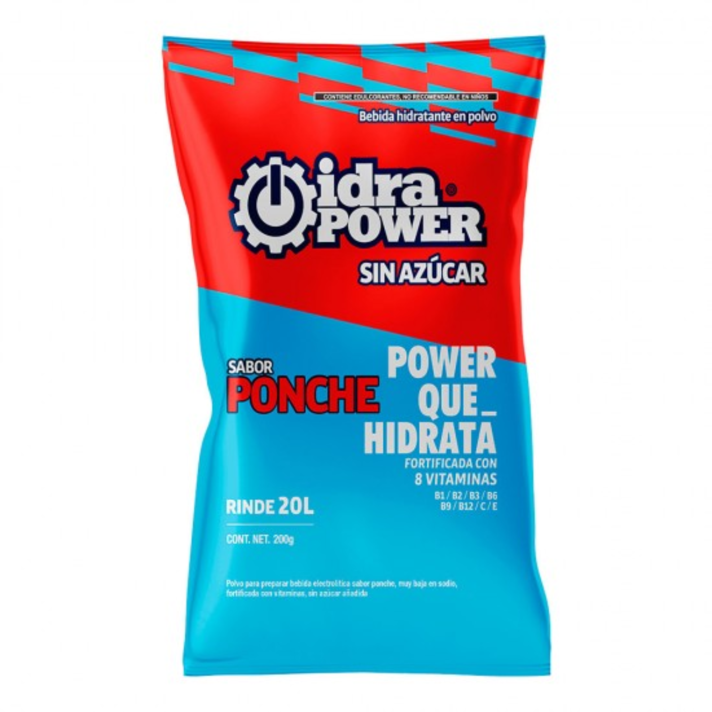 Bebida Hidratante Polvo PONCHE s/ azucar IDRAPOWER 200gr 20 Pzas 