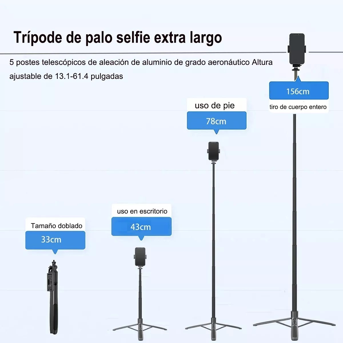 Tripie Palo Selfies Stick Bluetooth Control Remoto Led 130cm