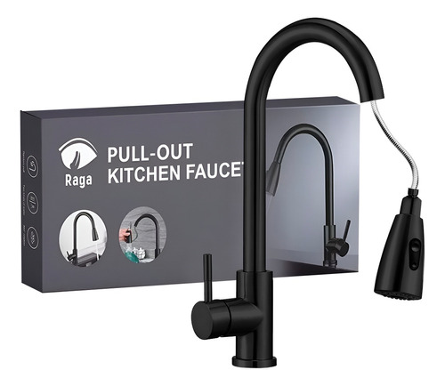 Raga Hogar HG023 grifo cocina monomando Negro Mate