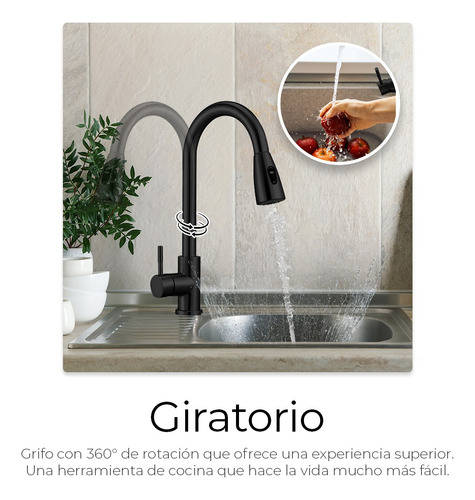 Raga Hogar HG023 grifo cocina monomando Negro Mate