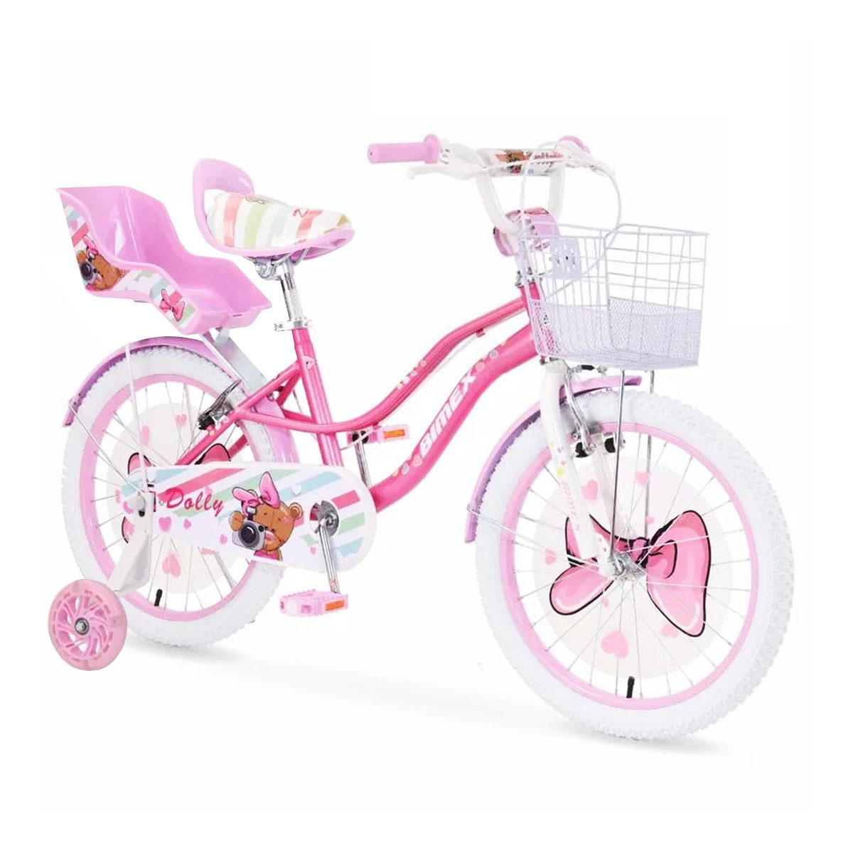 Bicicleta Para Niños R12 Bimex Dolly Blanco/Rosa