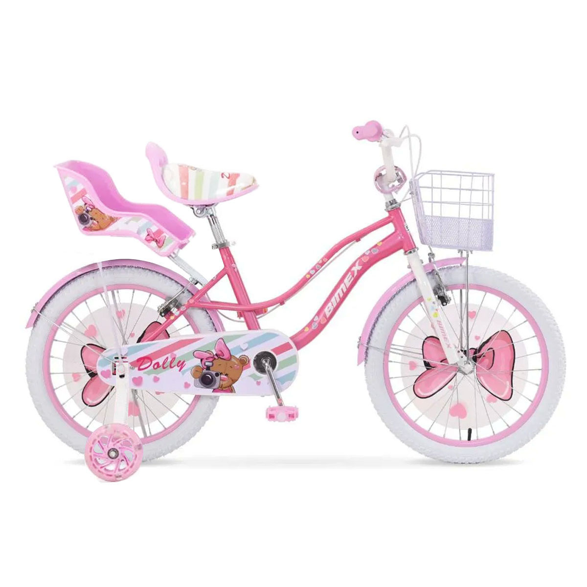 Bicicleta Para Niños R12 Bimex Dolly Blanco/Rosa