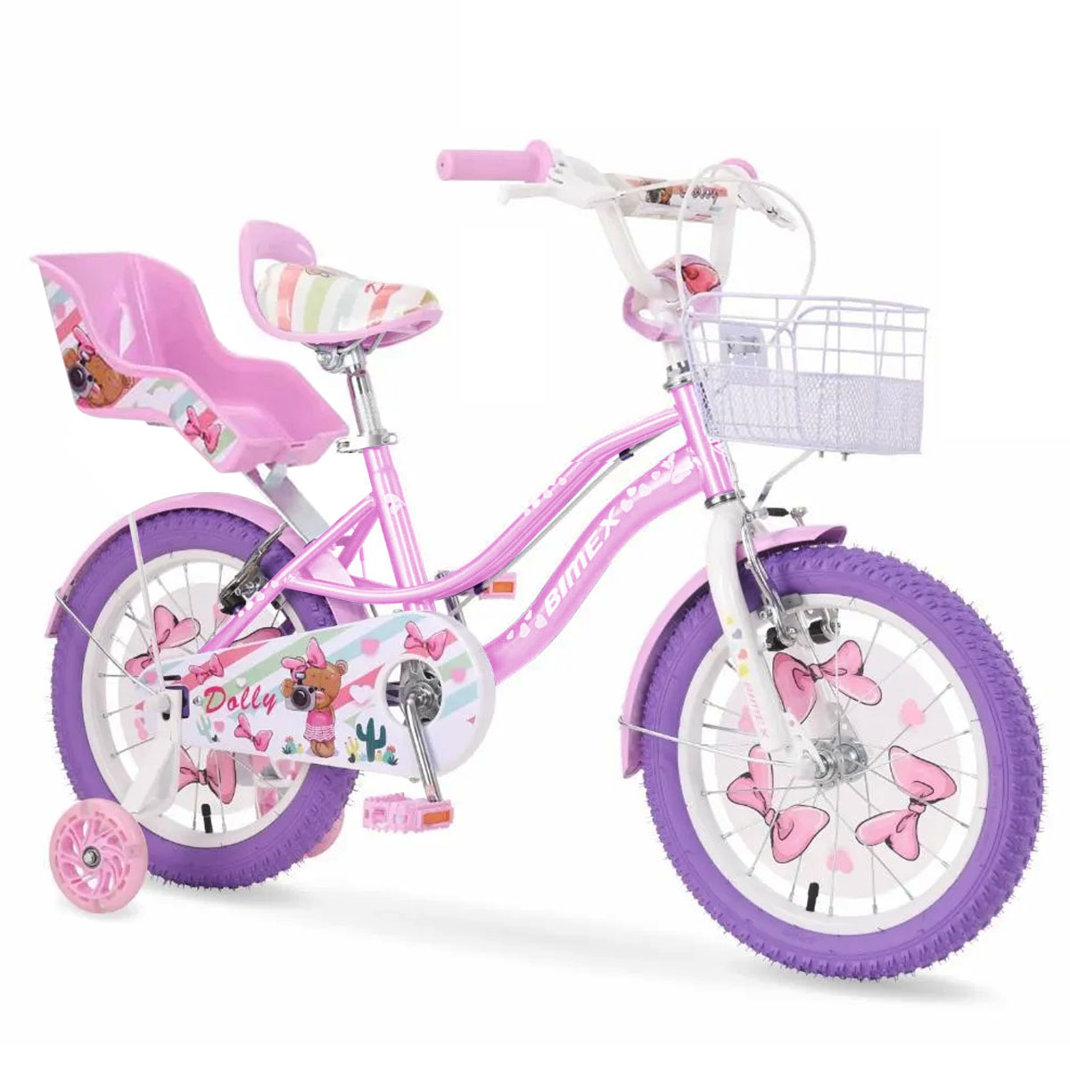 Bicicleta Para Niños R12 Bimex Dolly Rosa/Blanco