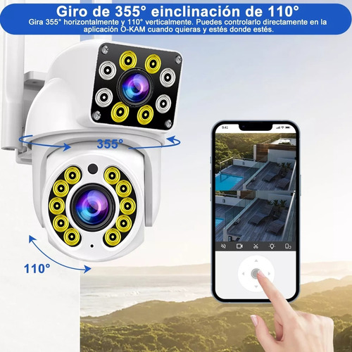 Cámara De Seguridad Doble Lente Para Exterior,4mp Resolución