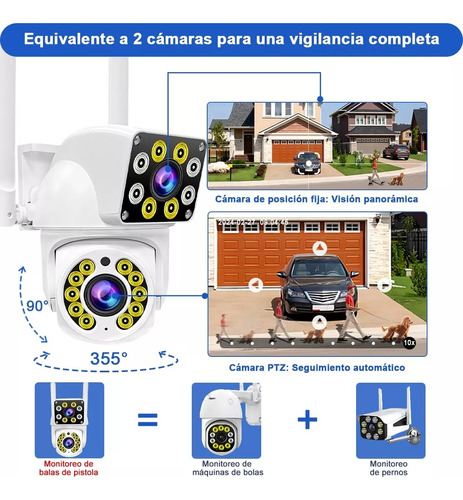 Cámara De Seguridad Doble Lente Para Exterior,4mp Resolución