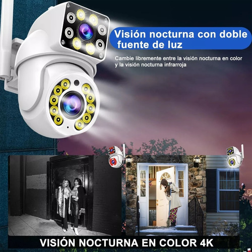 Cámara De Seguridad Doble Lente Para Exterior,4mp Resolución