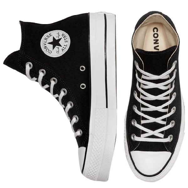 Tenis Converse Plataforma Negro/blanco Casual Mujer Talla #22.5
