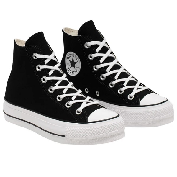Tenis Converse Plataforma Negro/blanco Casual Mujer Talla #22.5
